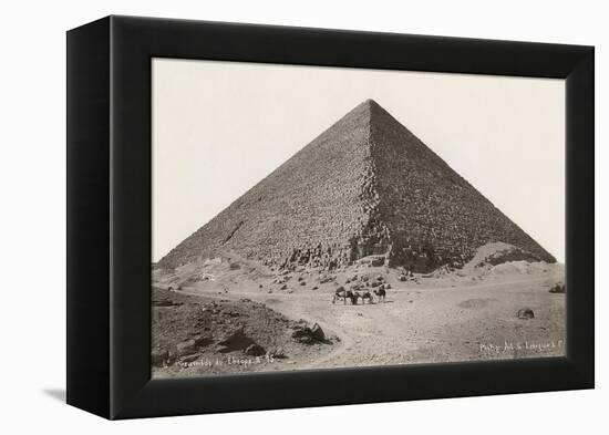 Cheops Pyramid and Camels-null-Framed Stretched Canvas