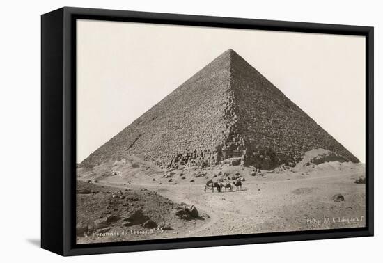 Cheops Pyramid and Camels-null-Framed Stretched Canvas