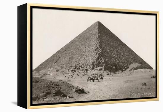 Cheops Pyramid and Camels-null-Framed Stretched Canvas