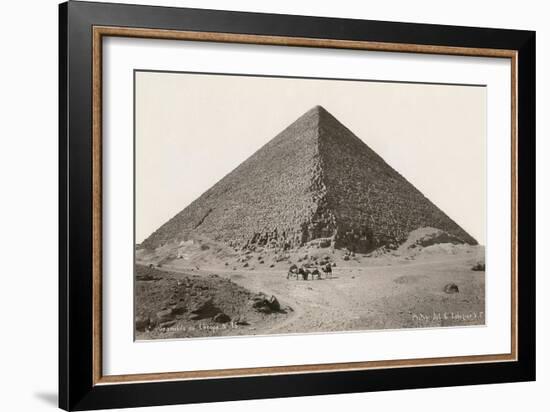 Cheops Pyramid and Camels-null-Framed Art Print