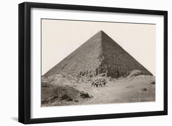 Cheops Pyramid and Camels-null-Framed Art Print