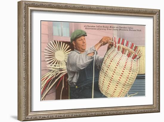 Cherokee Indian Basket Weaver, North Carolina-null-Framed Art Print