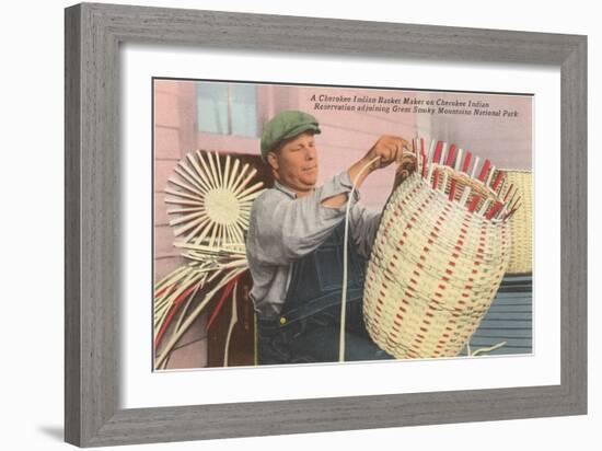 Cherokee Indian Basket Weaver, North Carolina-null-Framed Art Print