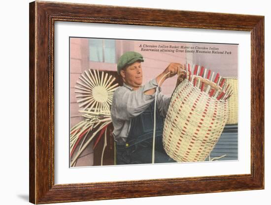 Cherokee Indian Basket Weaver, North Carolina-null-Framed Art Print