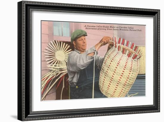 Cherokee Indian Basket Weaver, North Carolina-null-Framed Art Print
