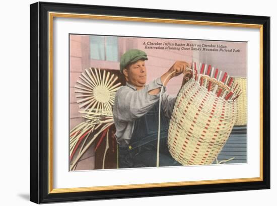 Cherokee Indian Basket Weaver, North Carolina-null-Framed Art Print