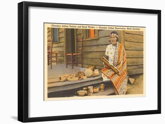 Cherokee Indian with Pottery, North Carolina-null-Framed Art Print