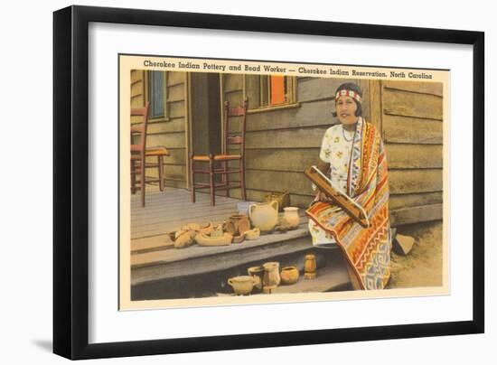 Cherokee Indian with Pottery, North Carolina-null-Framed Art Print