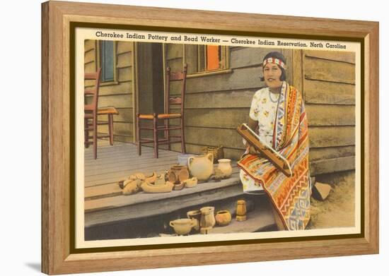 Cherokee Indian with Pottery, North Carolina-null-Framed Stretched Canvas