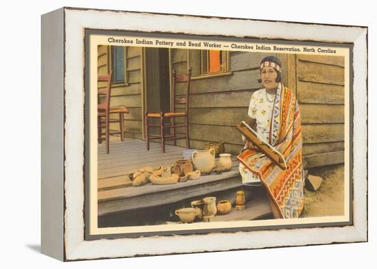 Cherokee Indian with Pottery, North Carolina-null-Framed Stretched Canvas