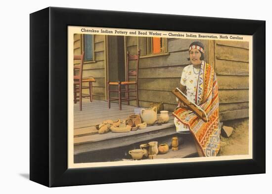 Cherokee Indian with Pottery, North Carolina-null-Framed Stretched Canvas