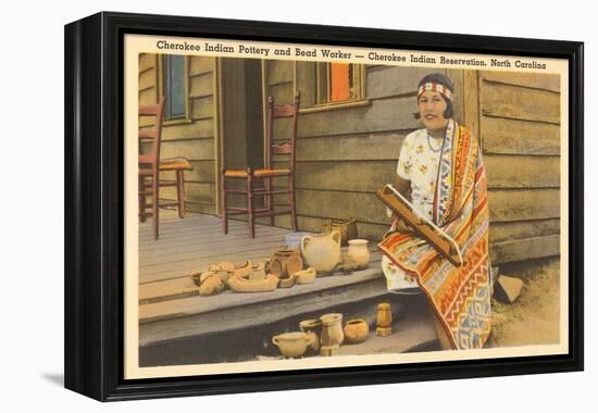 Cherokee Indian with Pottery, North Carolina-null-Framed Stretched Canvas