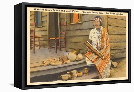 Cherokee Indian with Pottery, North Carolina-null-Framed Stretched Canvas