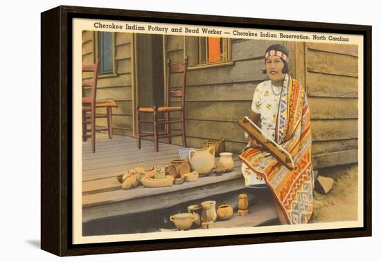 Cherokee Indian with Pottery, North Carolina-null-Framed Stretched Canvas