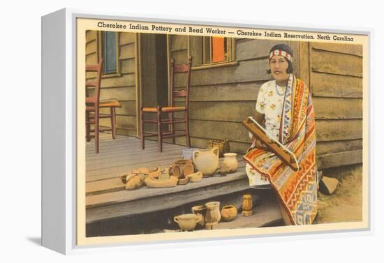 Cherokee Indian with Pottery, North Carolina-null-Framed Stretched Canvas