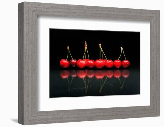 Cherries Against Black Background-mirceab-Framed Photographic Print