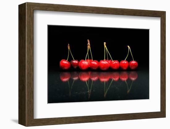 Cherries Against Black Background-mirceab-Framed Photographic Print