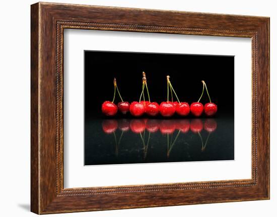 Cherries Against Black Background-mirceab-Framed Photographic Print