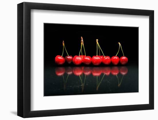 Cherries Against Black Background-mirceab-Framed Photographic Print