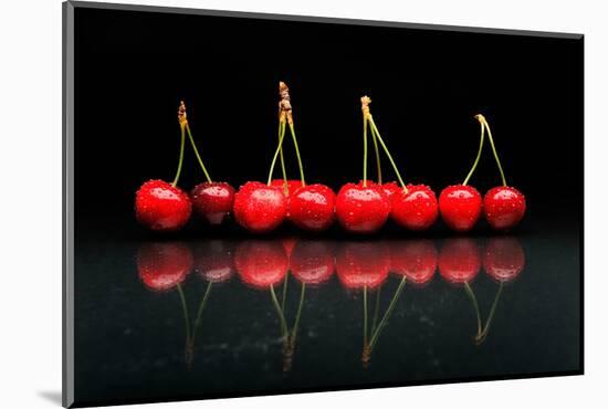 Cherries Against Black Background-mirceab-Mounted Photographic Print