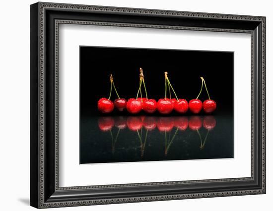 Cherries Against Black Background-mirceab-Framed Photographic Print