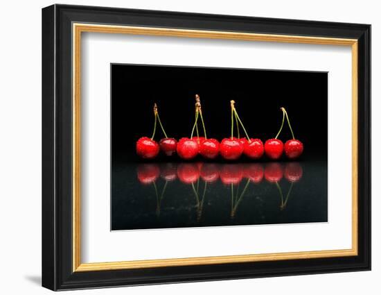 Cherries Against Black Background-mirceab-Framed Photographic Print