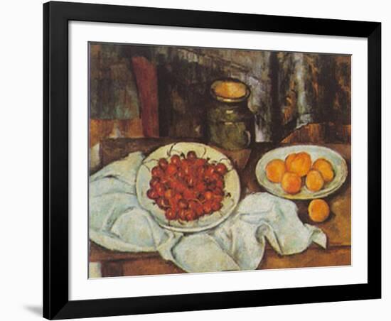 Cherries And Peaches-Paul Cézanne-Framed Art Print