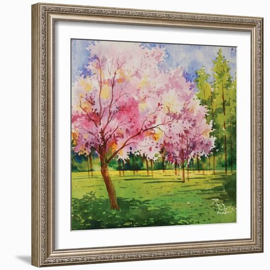 Cherry Blooms I-Blue Fish-Framed Art Print