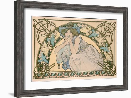 Cherry Blossom, 1898-Alphonse Mucha-Framed Giclee Print