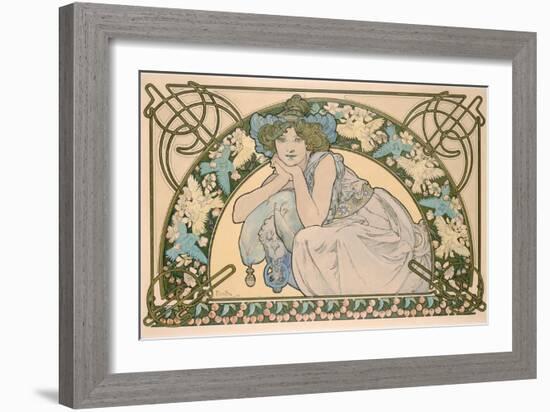 Cherry Blossom, 1898-Alphonse Mucha-Framed Giclee Print