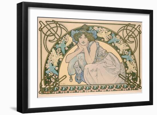 Cherry Blossom, 1898-Alphonse Mucha-Framed Giclee Print