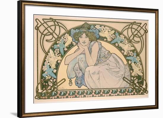 Cherry Blossom, 1898-Alphonse Mucha-Framed Giclee Print