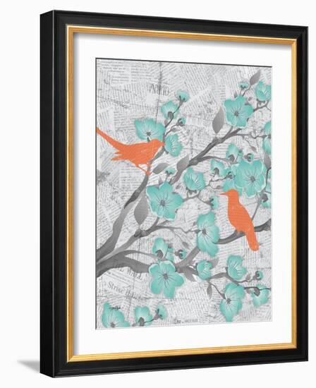 Cherry Blossom Birds 5-Diane Stimson-Framed Art Print