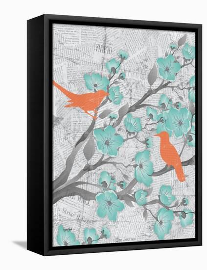 Cherry Blossom Birds 5-Diane Stimson-Framed Stretched Canvas