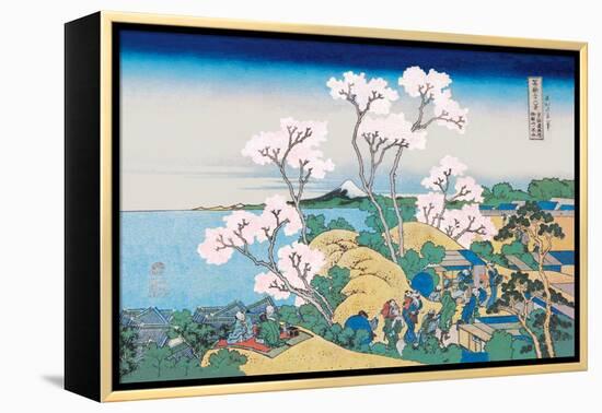 Cherry Blossom Festival-Katsushika Hokusai-Framed Stretched Canvas