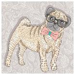 Hipster Bichon with Glasses and Bowtie. Cute Puppy Illustration for Children and Kids. Dog Backgrou-cherry blossom girl-Art Print
