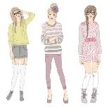 Young Fashion Girls Illustration. Teen Females-cherry blossom girl-Art Print