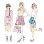 Young Fashion Girls Illustration. Teen Females-cherry blossom girl-Art Print
