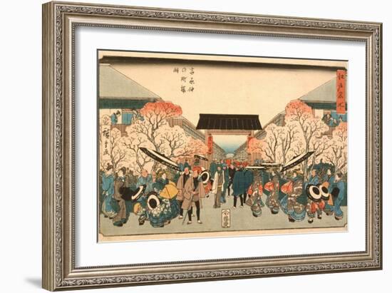 Cherry Blossom Time in Nakanoch? of the Yoshiwara from the series Famous Places of Edo, c.1848-9-Ando or Utagawa Hiroshige-Framed Giclee Print