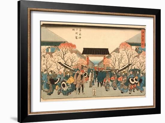 Cherry Blossom Time in Nakanoch? of the Yoshiwara from the series Famous Places of Edo, c.1848-9-Ando or Utagawa Hiroshige-Framed Giclee Print