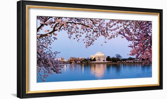 Cherry Blossom Tree with a Memorial in the Background, Jefferson Memorial, Washington Dc, USA-null-Framed Photographic Print