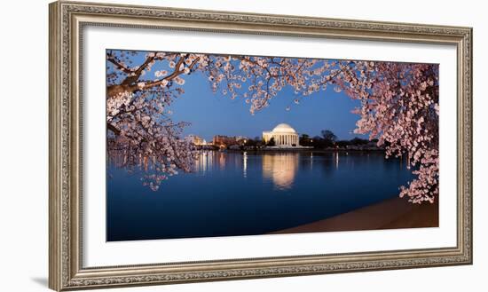 Cherry Blossom Tree with a Memorial in the Background, Jefferson Memorial, Washington Dc, USA-null-Framed Photographic Print