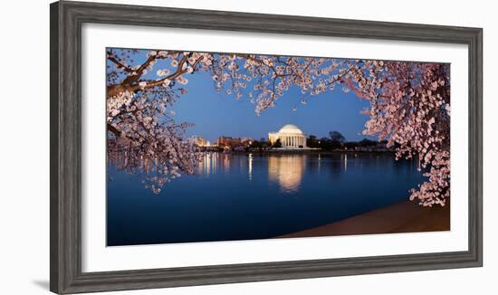 Cherry Blossom Tree with a Memorial in the Background, Jefferson Memorial, Washington Dc, USA-null-Framed Photographic Print