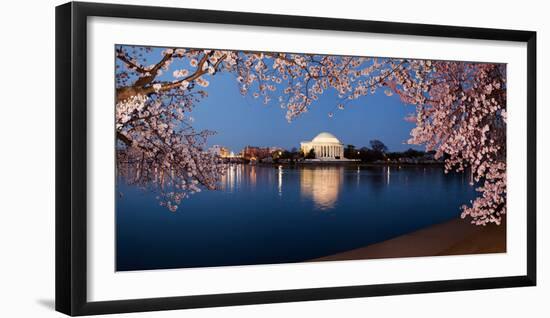 Cherry Blossom Tree with a Memorial in the Background, Jefferson Memorial, Washington Dc, USA-null-Framed Photographic Print