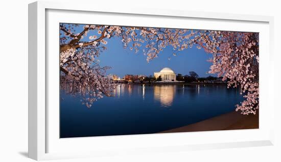 Cherry Blossom Tree with a Memorial in the Background, Jefferson Memorial, Washington Dc, USA-null-Framed Photographic Print