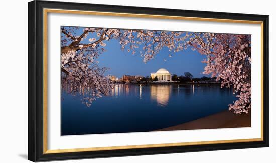 Cherry Blossom Tree with a Memorial in the Background, Jefferson Memorial, Washington Dc, USA-null-Framed Photographic Print