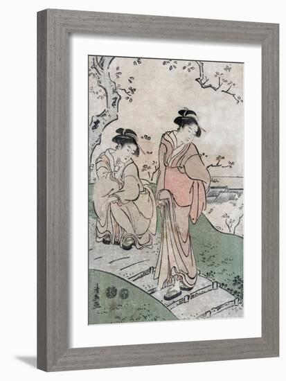 Cherry Blossom Viewing, Japanese Wood-Cut Print-Lantern Press-Framed Art Print