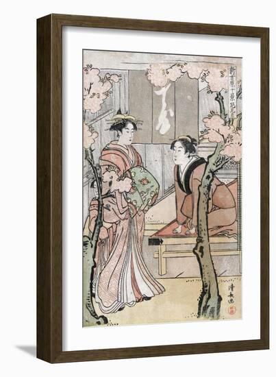 Cherry Blossom Viewing Month, Japanese Wood-Cut Print-Lantern Press-Framed Art Print