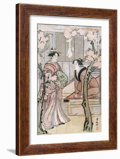 Cherry Blossom Viewing Month, Japanese Wood-Cut Print-Lantern Press-Framed Art Print