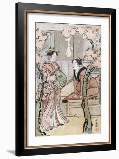 Cherry Blossom Viewing Month, Japanese Wood-Cut Print-Lantern Press-Framed Art Print